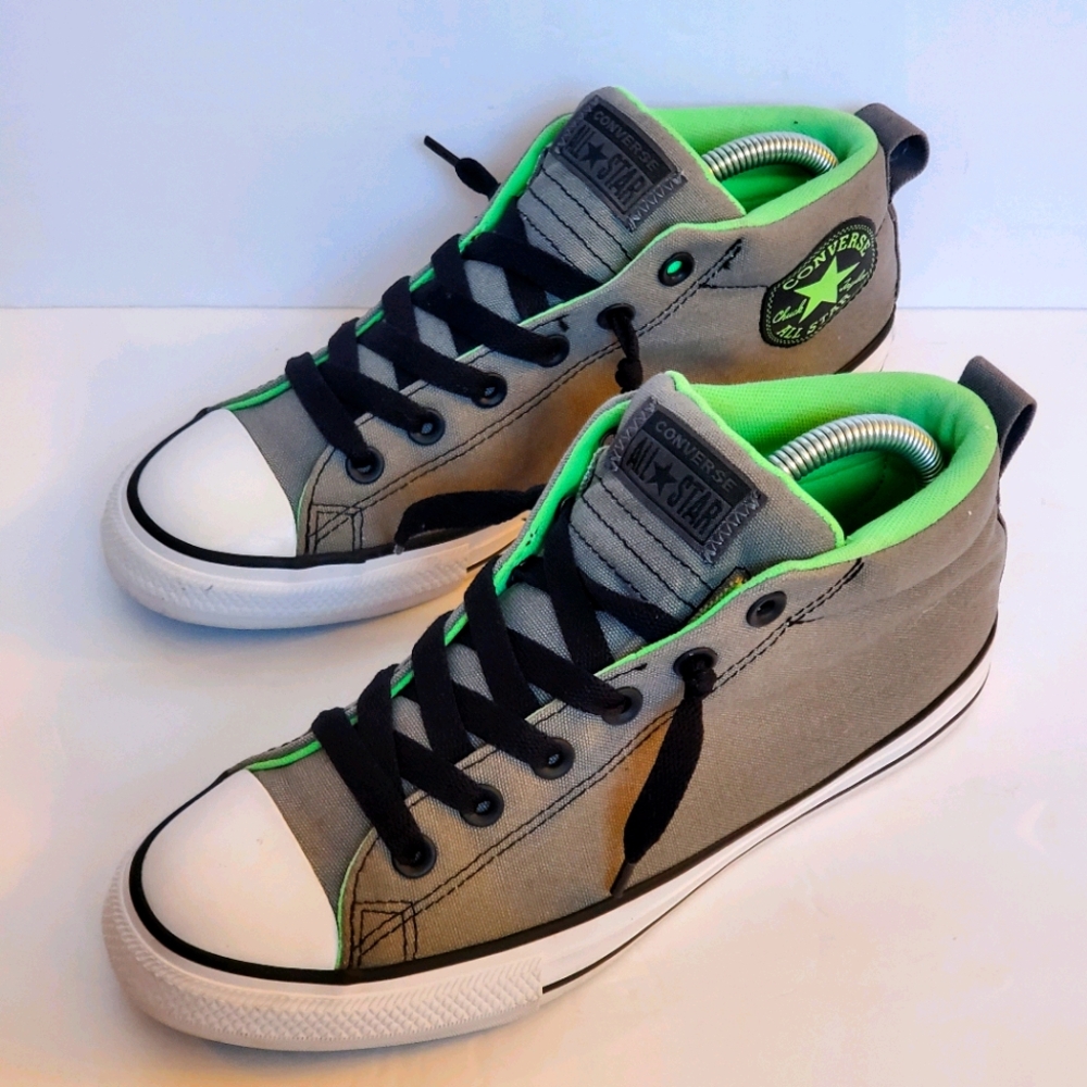 Converse All Star Chuck Taylor Gray Neon Green Sneakers Shoes Rare Cushioned